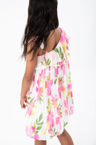 Boboli Girls Floral Chiffon Dress From The Back