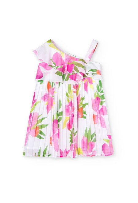 Boboli Floral Pleated Chiffon Summer Dress For Girls 