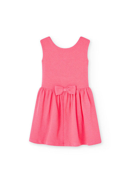Boboli Girls Cute Coral Pink Bow Dress With Shorts