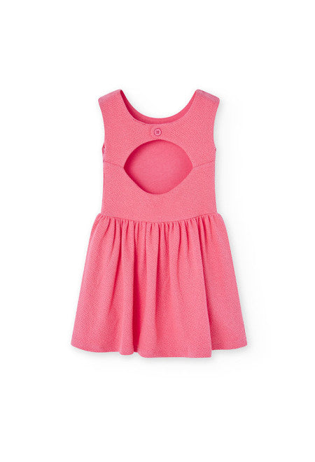Boboli Girls Coral Pink Dress From The Back