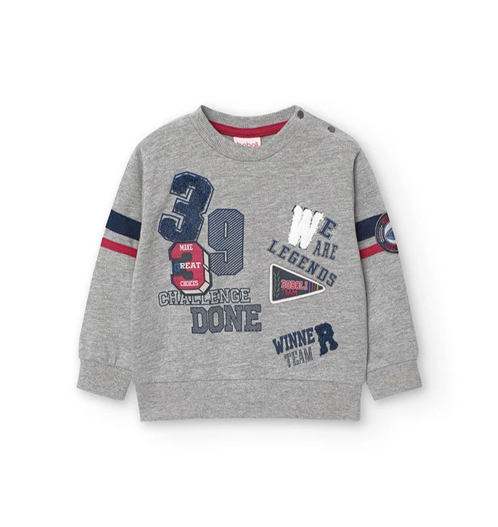 Boys Boboli Grey & Red Fleece Jumper Outfit Set