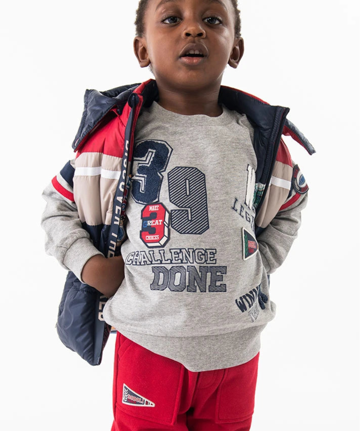 Boys Boboli Grey & Red Fleece 2pce Set