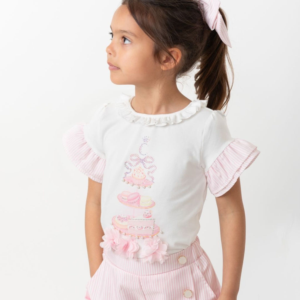 Caramelo Girls Pink English Summer Short & T-shirt Set