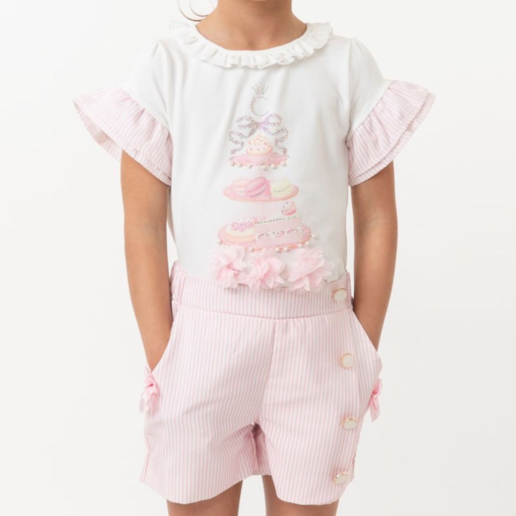 Caramelo Pink English Summer Short & T-shirt Outfit Set