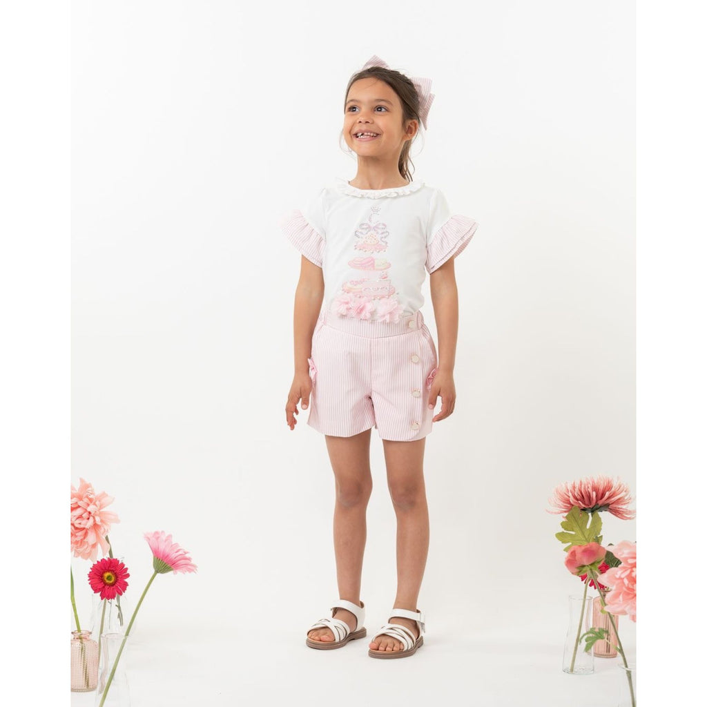 Caramelo Girls Pink English Summer Short Outfit Set