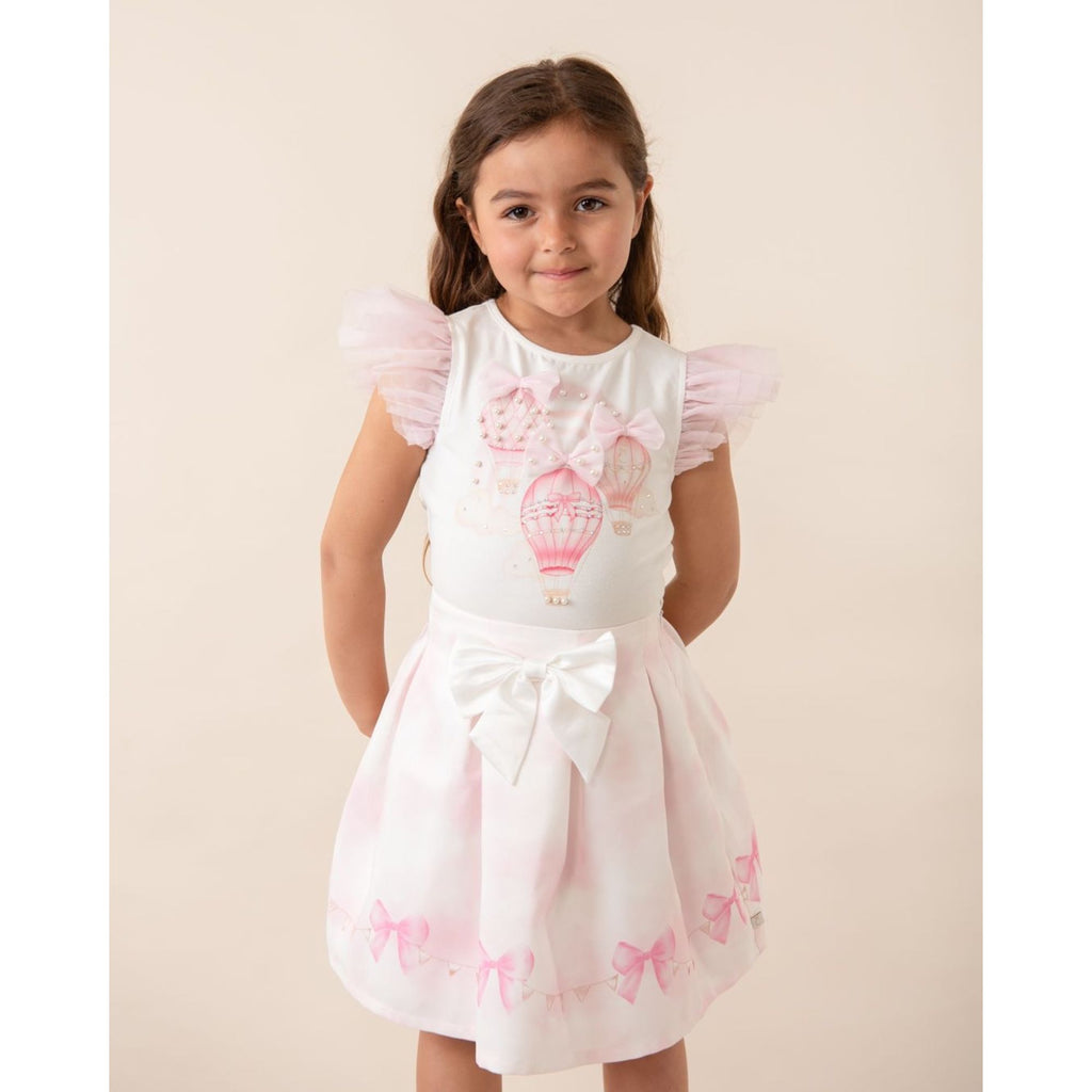 Caramelo Girls Pink Fly Away Hot Air Balloon Skirt & Top Outfit Set