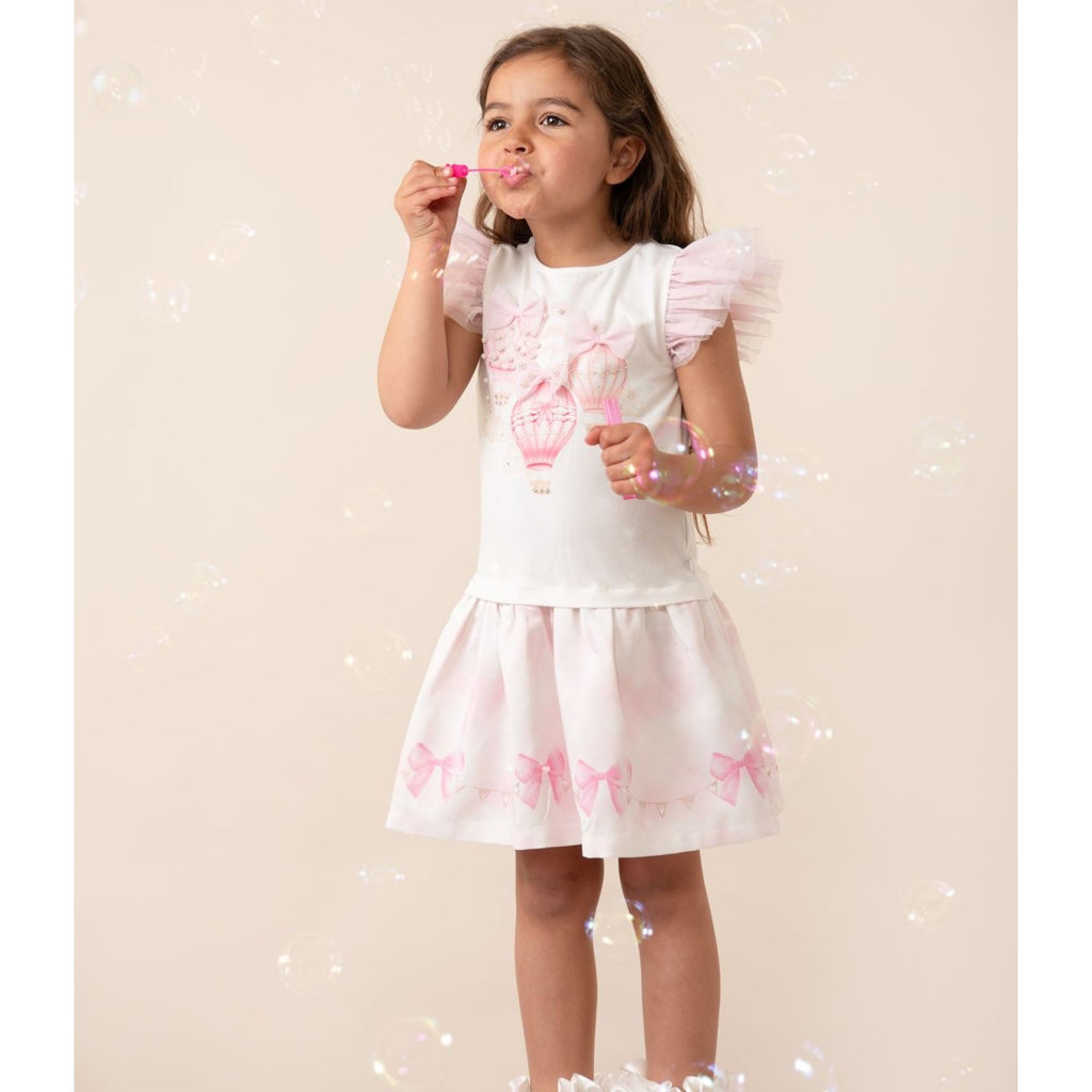 Caramelo Girls Pink & White Hot Air Balloon Dress