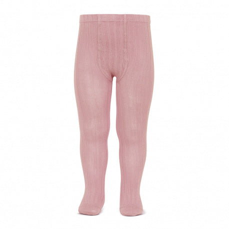 Condor blush pink ribbed tights for baby girls
