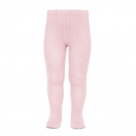 Condor baby girls pink ribbed tights