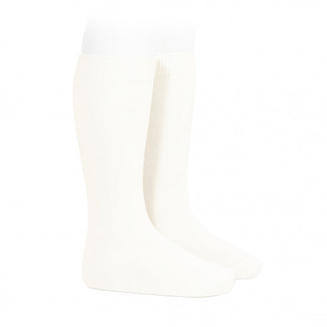 Condor girls white plain stitch knee high socks
