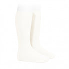 Condor girls white plain stitch knee high socks