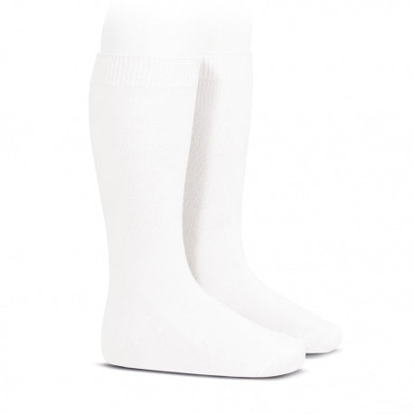 Condor girls white plain stitch knee high socks