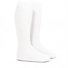 Condor girls white plain stitch knee high socks