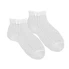 Condor girls white openwork ceremony socks with bow
