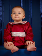 Deolinda Frosty baby girls red Christmas Day outfit with floral waistband