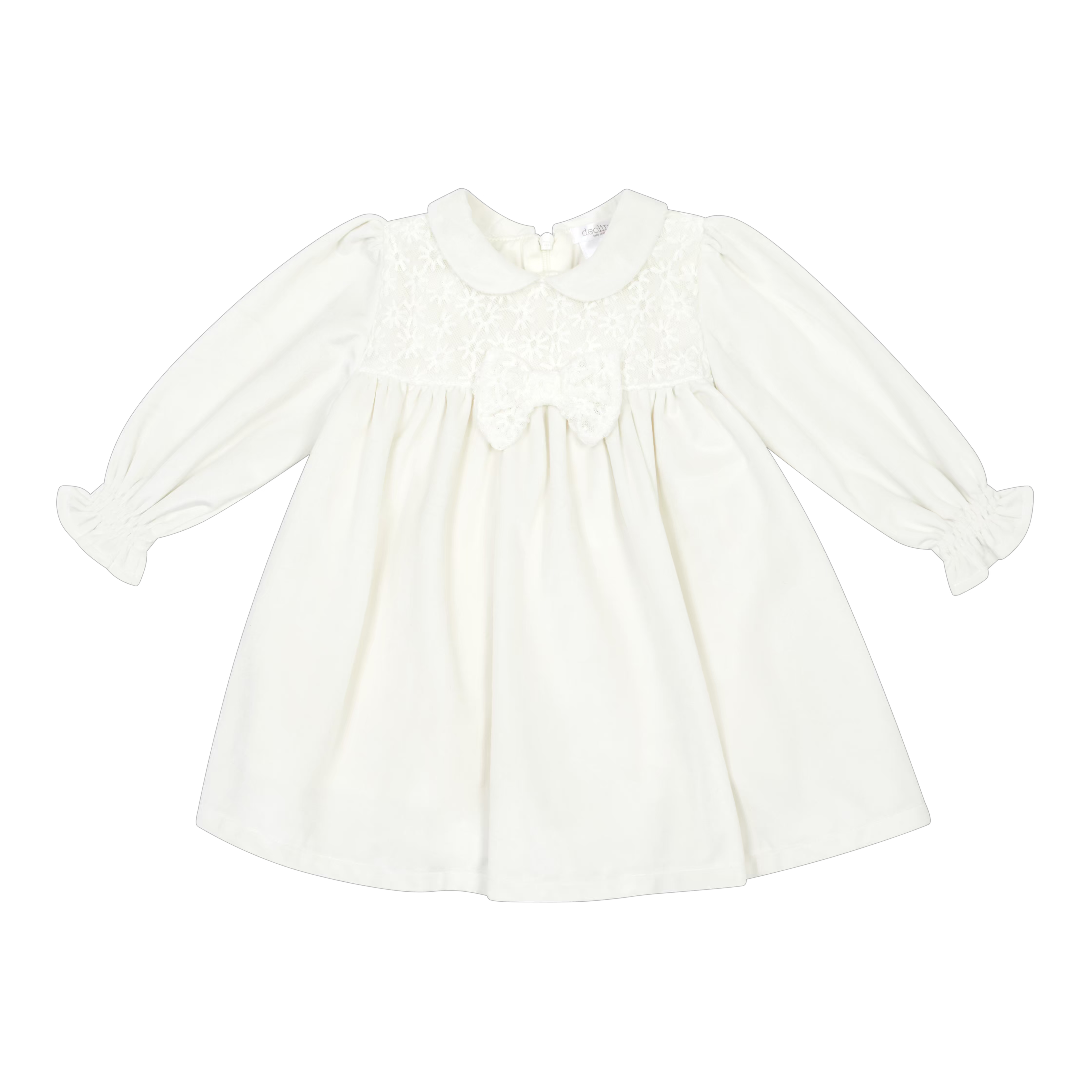 Deolinda Merengue baby girls ivory lace christening dress with Peter Pan collar
