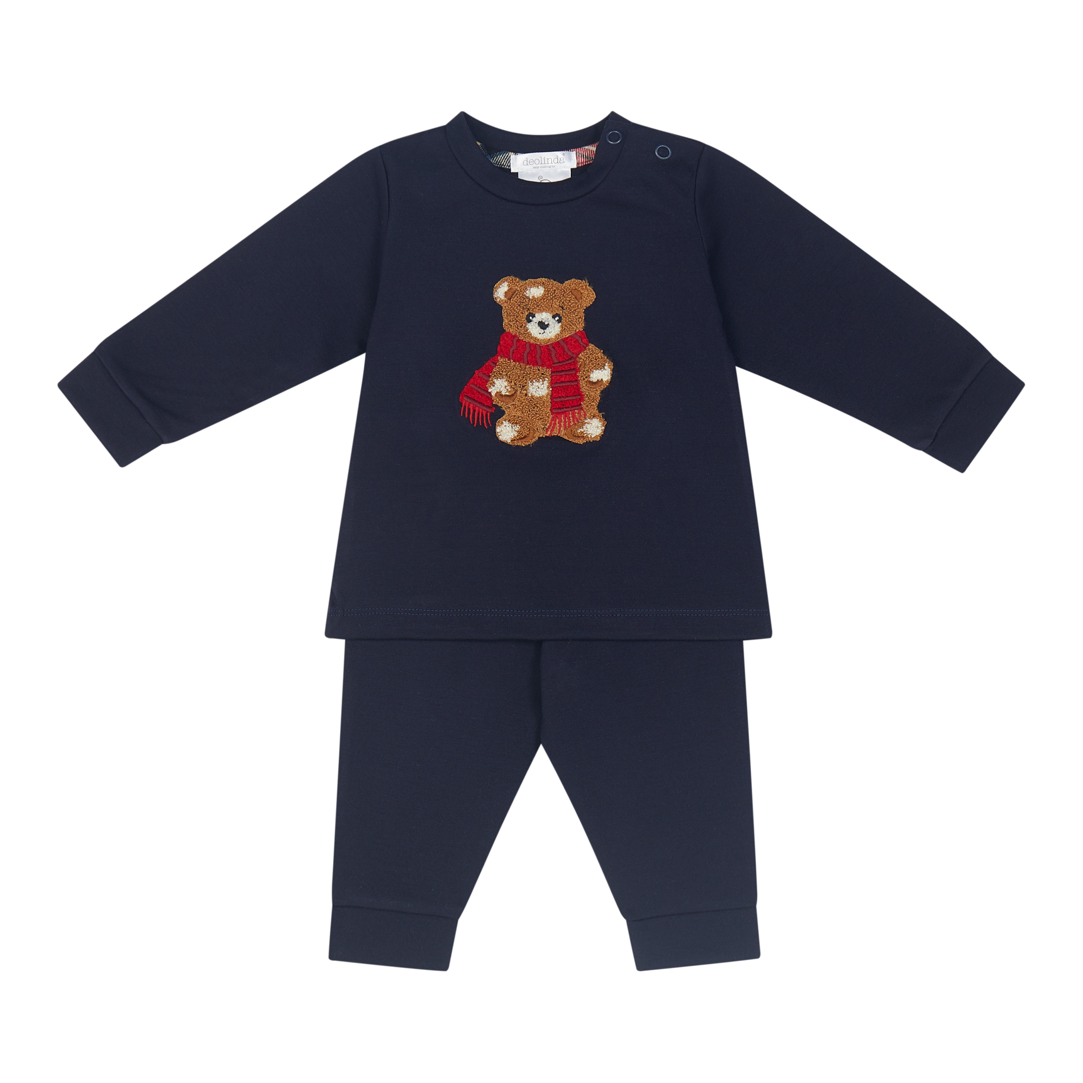 Deolinda baby girls navy teddy bear Christmas tracksuit set with matching joggers