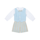 Deolinda boys formal waistcoat and bow tie short outfit set with blue waistcoat 
