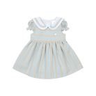 Deolinda girls blue stripe occasion dress with collar front