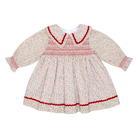Deolinda Frosty girls floral smocked Christmas dress front view