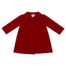 Deolinda Frosty girls red Christmas coat with bow front view