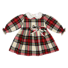 Deolinda Noelle girls red and green tartan Christmas dress front view