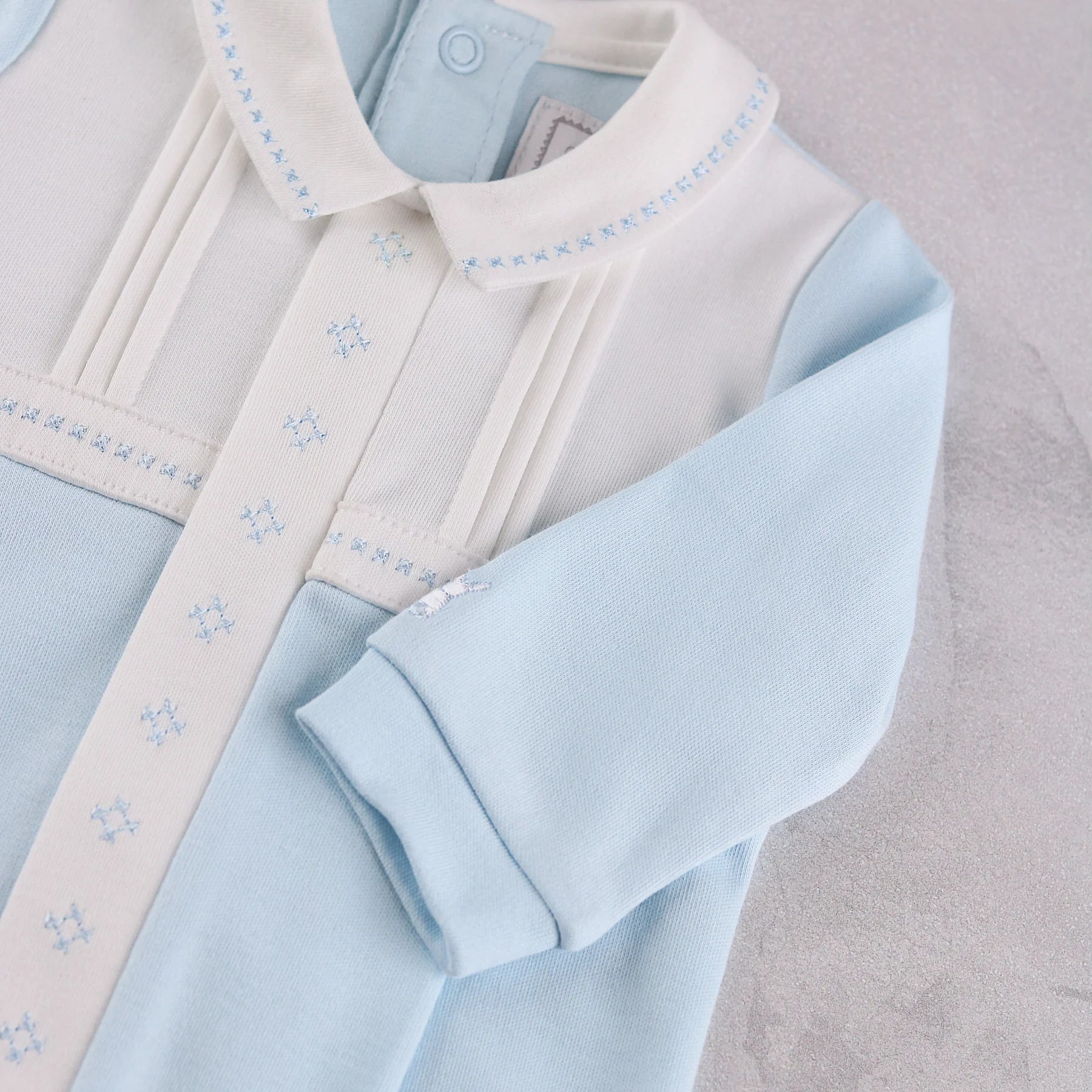 Emile et Rose Matthew baby boys occasion babygrow pleated front and diamond embroidery detail