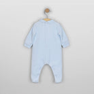 Emile et Rose Monty baby boys blue and white velour babygrow back view