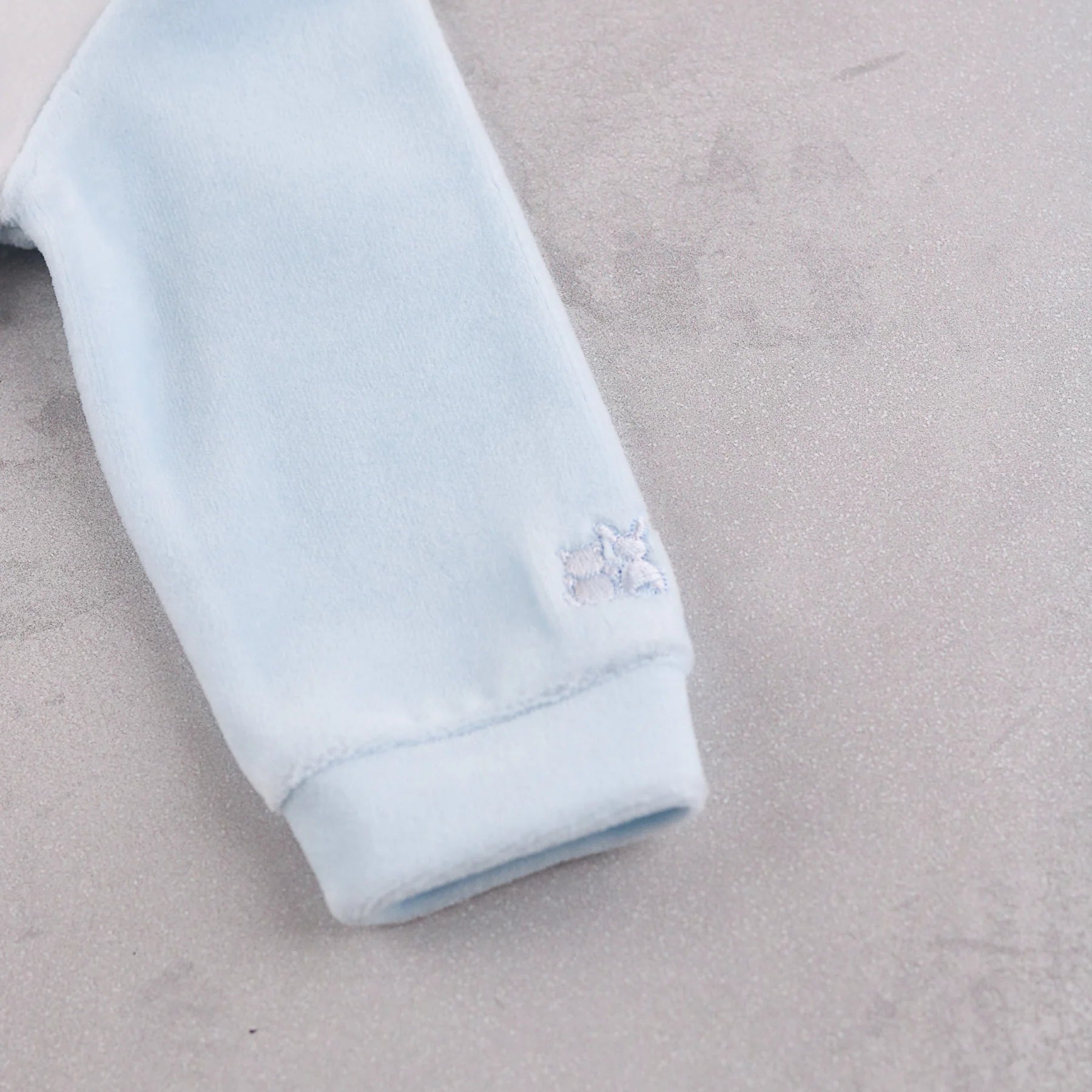 Emile et Rose Monty pale blue baby boys babygrow sleeve cuff detail
