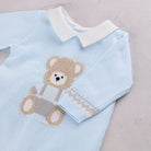 Emile et Rose Milo baby boys knitted babygrow teddy bear motif detail