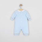  Emile et Rose Milo pale blue baby boys knitted romper back view