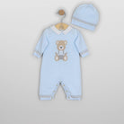  Emile et Rose Milo blue baby boys knitted romper gift set back view