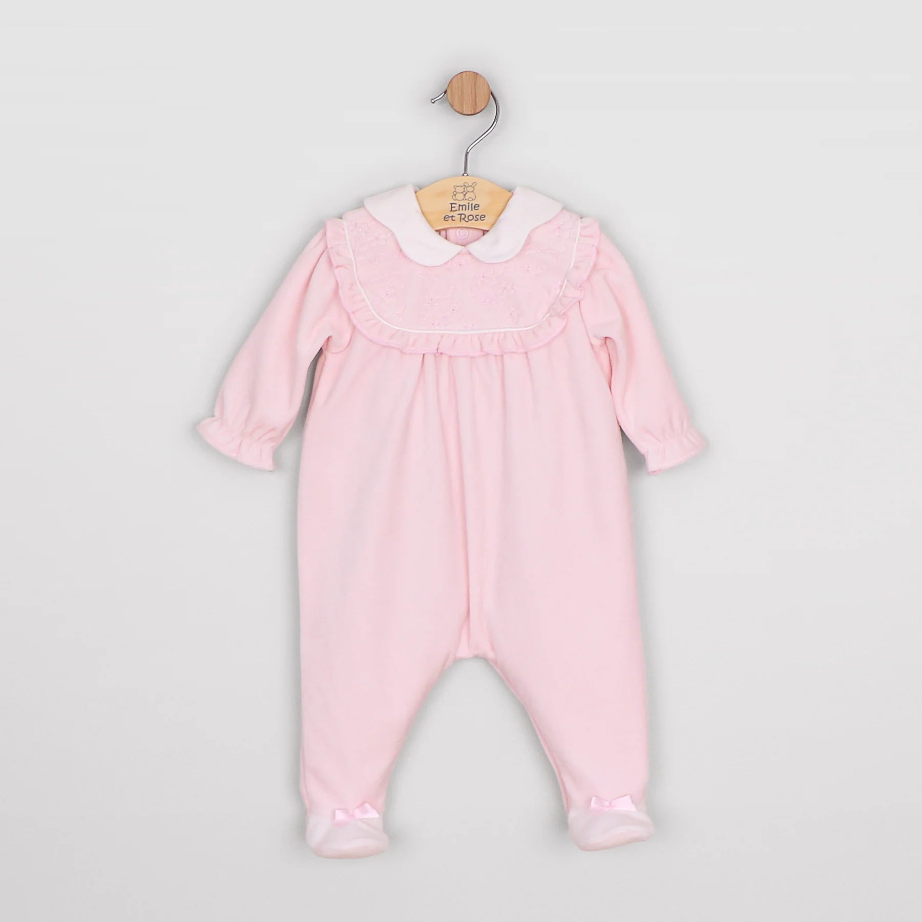 Emile et Rose Maddy pink baby girls velour romper product view