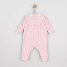 Emile et Rose Maddy pink baby girls velour babygrow product back view