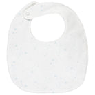 White baby bib with pale blue star print