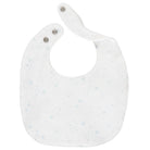 White baby bib with pale blue star print
