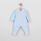  Front view of Emile et Rose Mason pale blue baby boys velour top