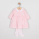 Emile et Rose Maggie pale pink baby dress with matching light pink tights