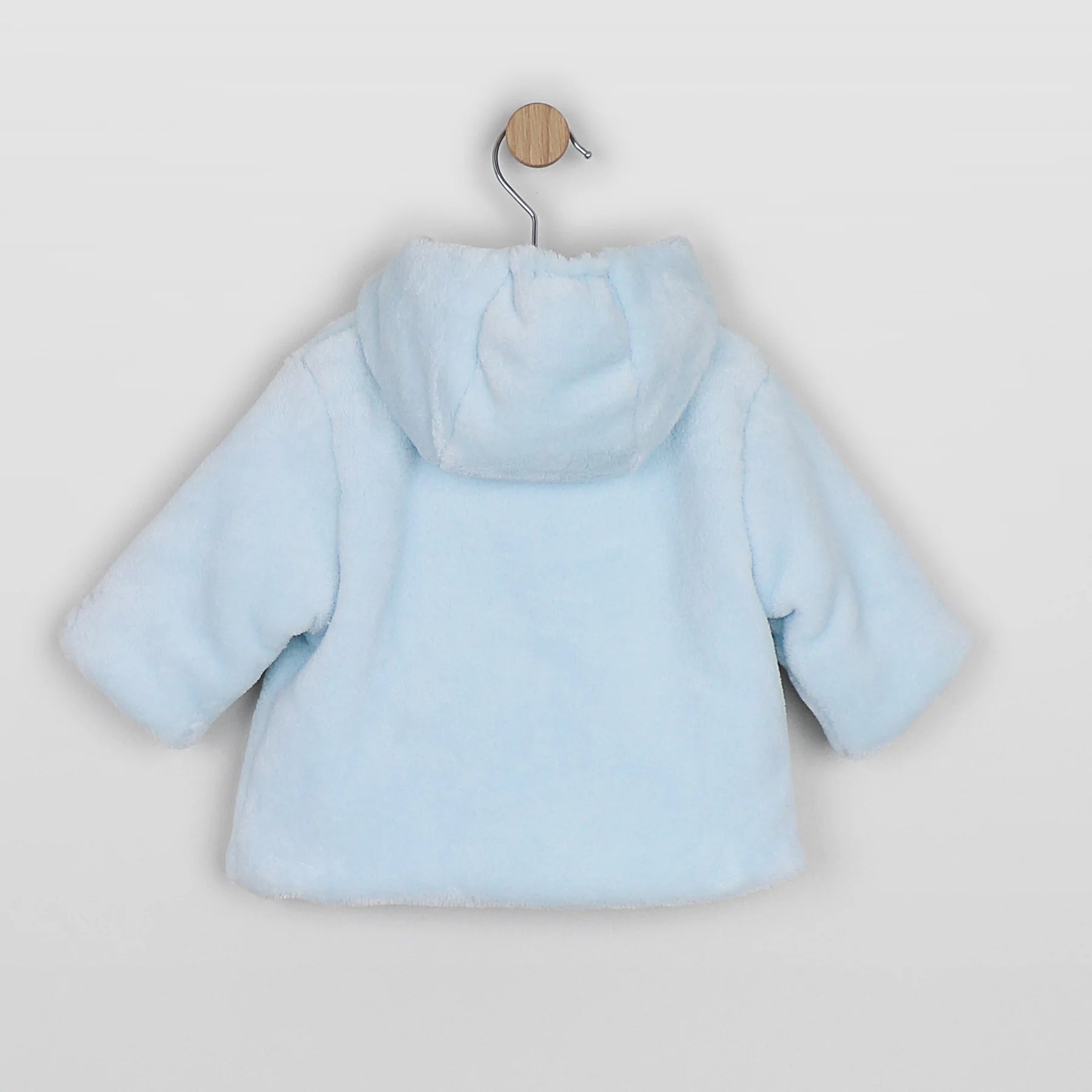  Emile et Rose Axel pale blue baby fleece jacket with hood and 3D teddy detail