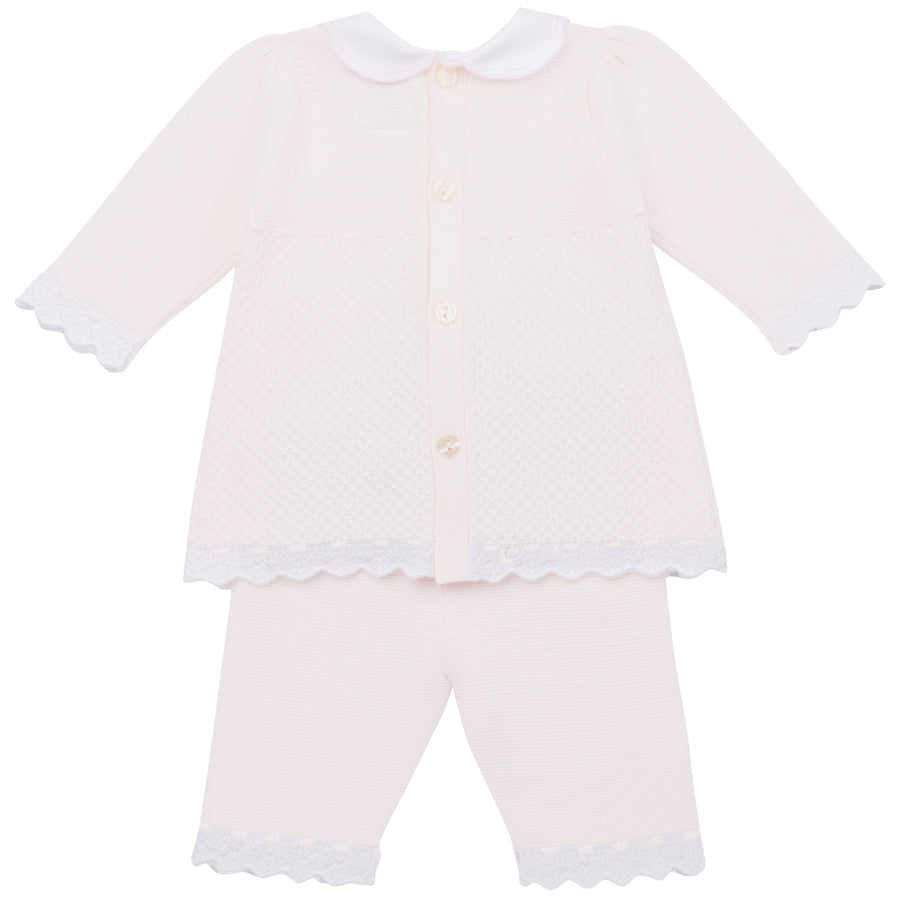 Emile et Rose Holly Baby Girl Pink Knit Set From The Back 