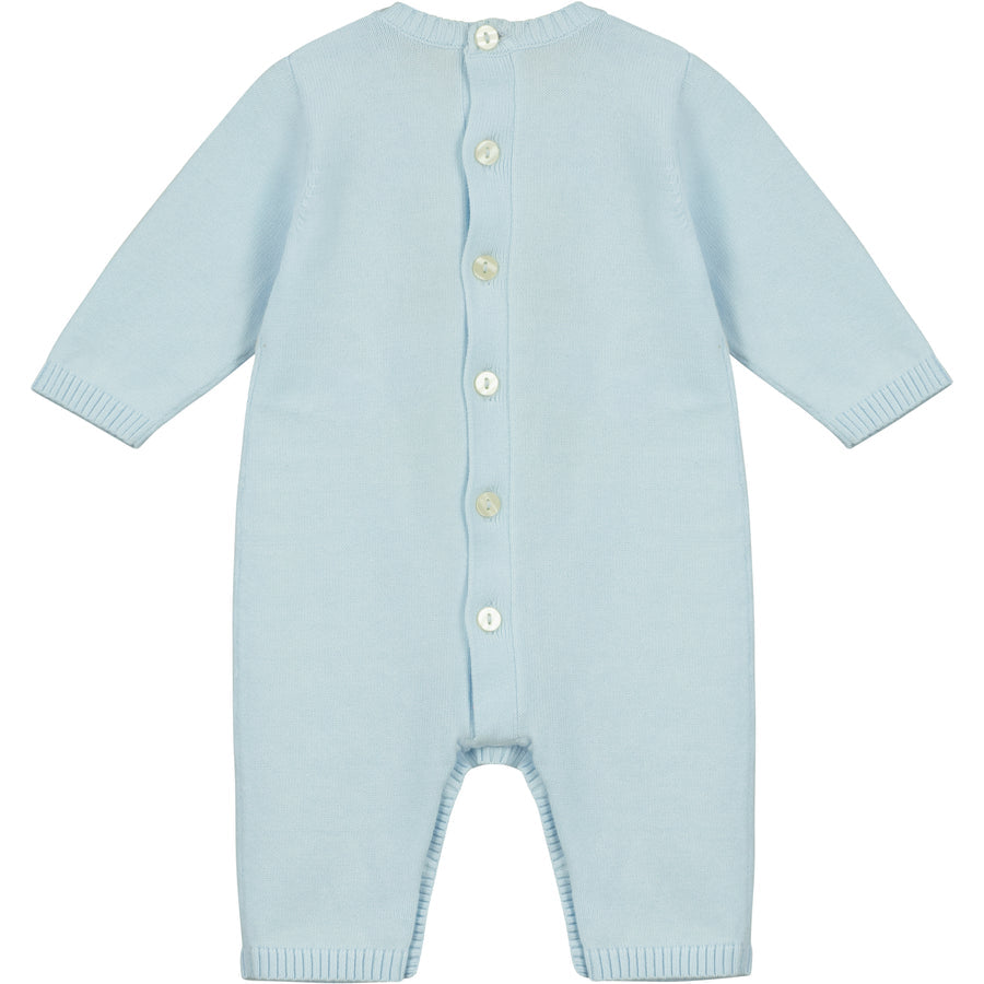 Emile et Rose Boys Easton Blue Knit All in One From The Back