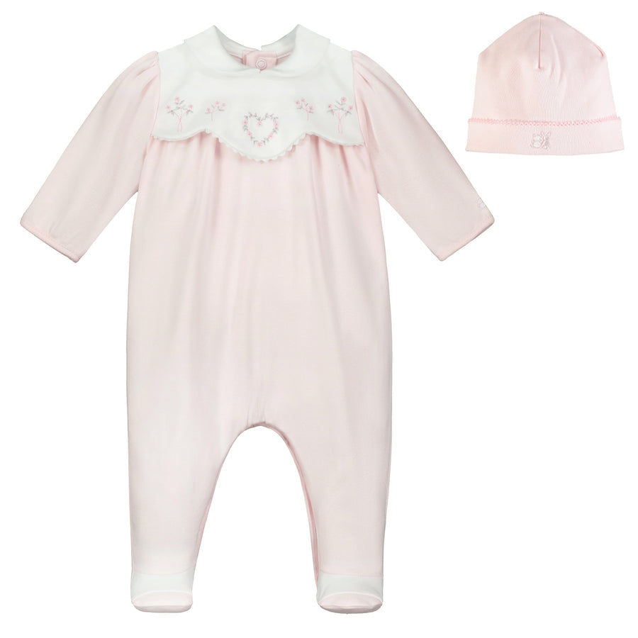 Emile et Rose Fern Baby Girl Pink Onesie & Hat Set