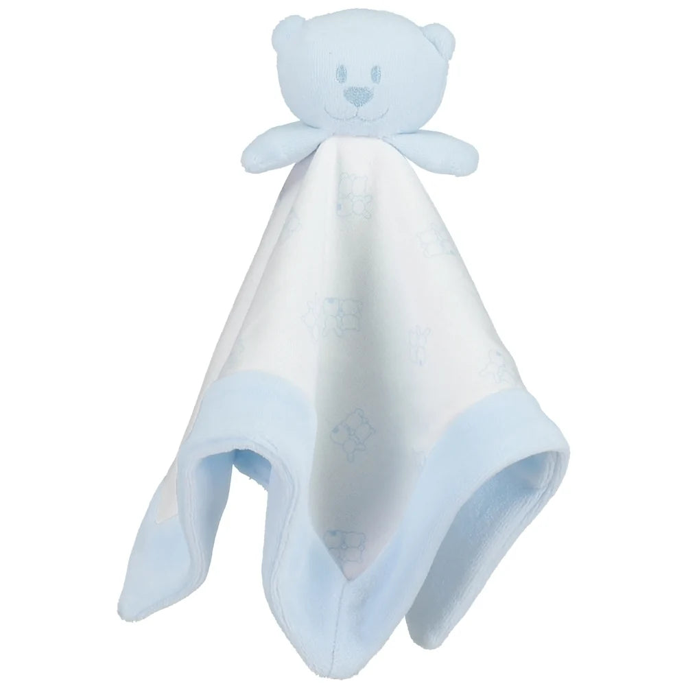Emile et Rose Gavin blue teddy bear baby comforter in soft pale blue velour
