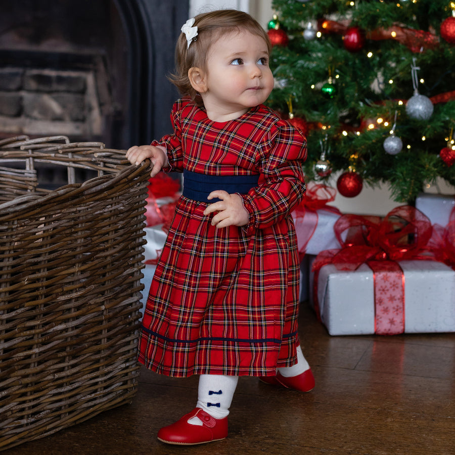Emile et Rose Girls Carlina Tartan Christmas Dress & Tights Set
