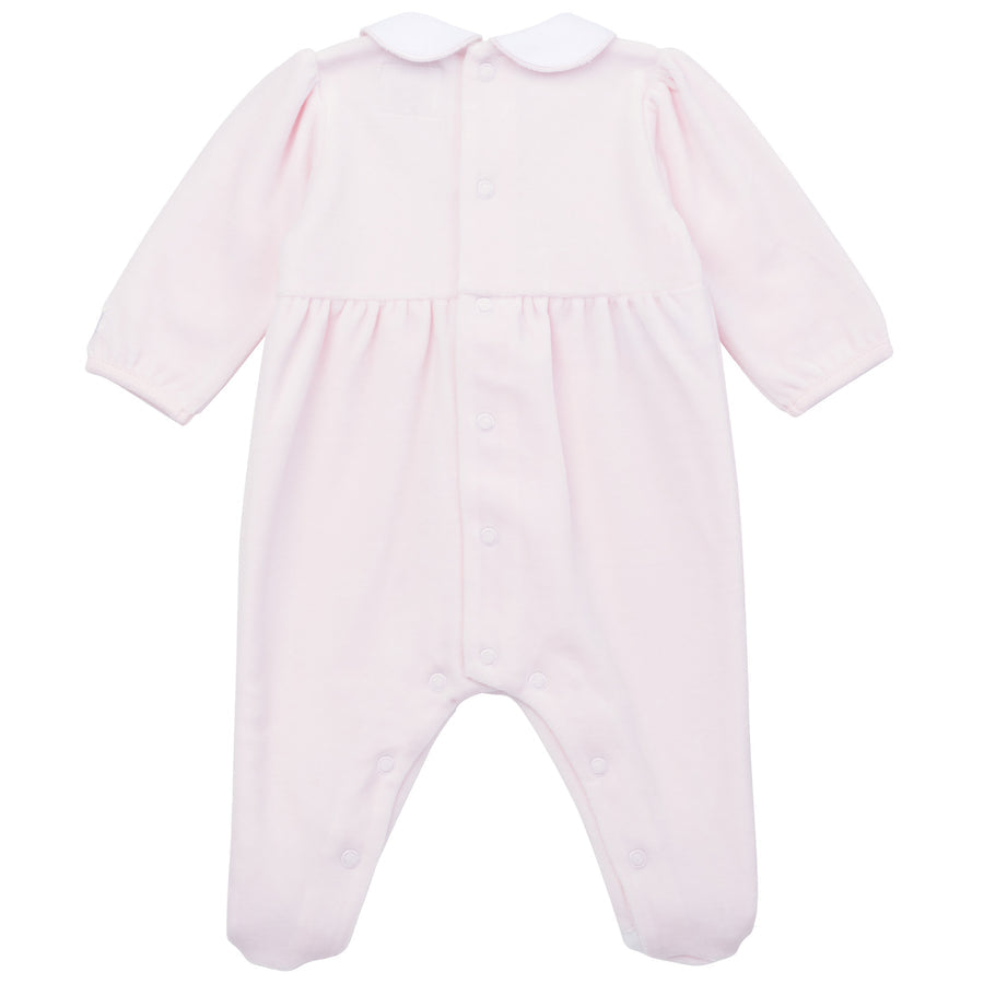 Emile et Rose Hattie Baby Girls Pink Velour Babygrow