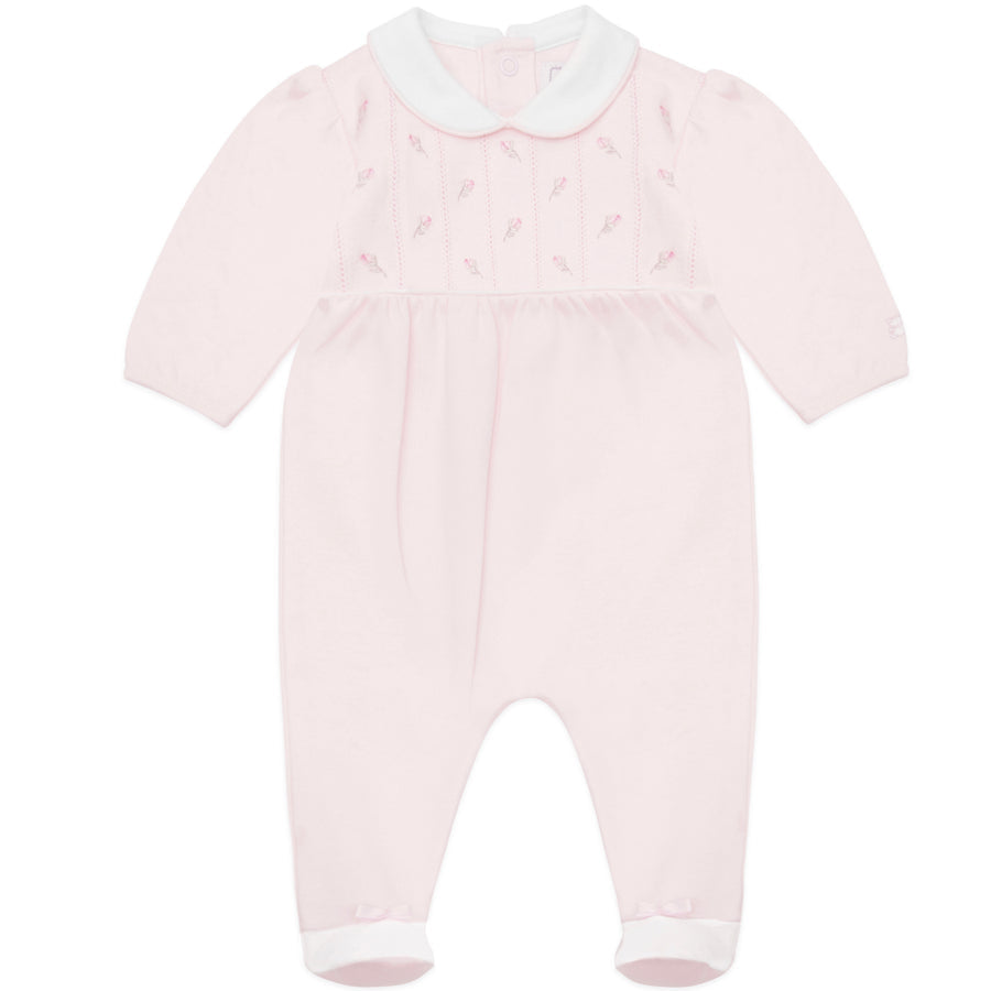 Emile et Rose Jilly Baby Girls Smart Pink Embroidered Baby Grow With Collar 