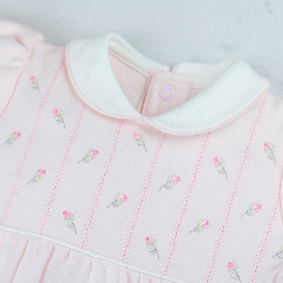 Emile et Rose Jilly Pink Rose Embroidered Baby Grow For Girls