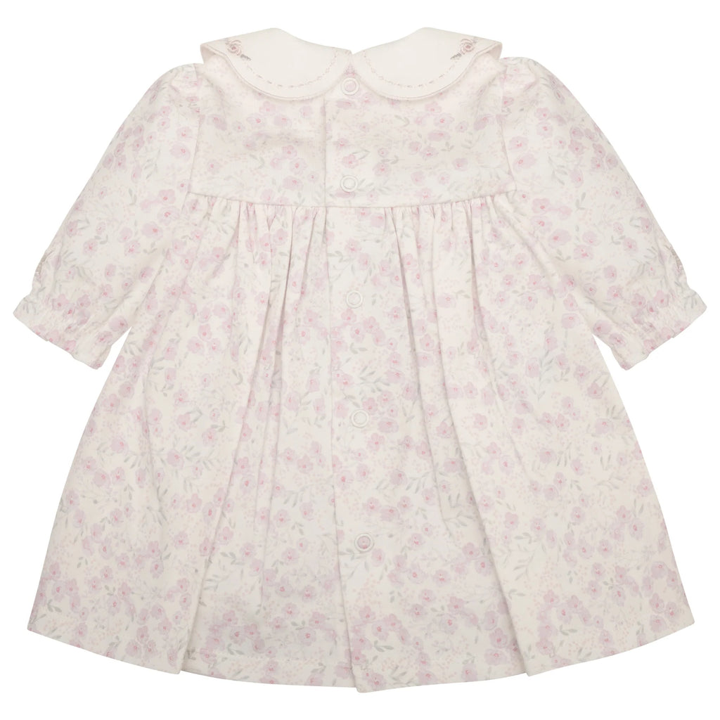 Emile et Rose Katya baby girls pink floral jersey dress back view