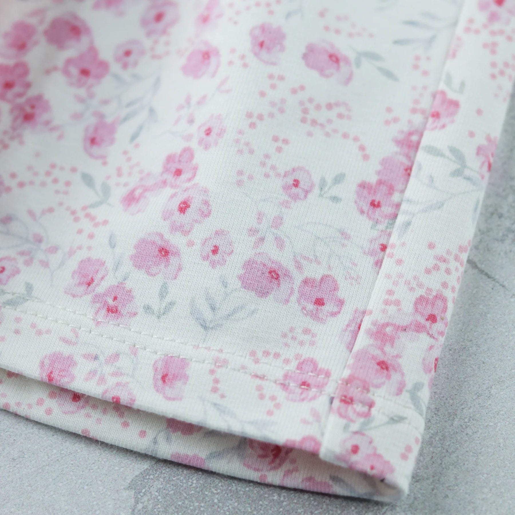 Emile et Rose Katya baby girls floral jersey dress fabric detail