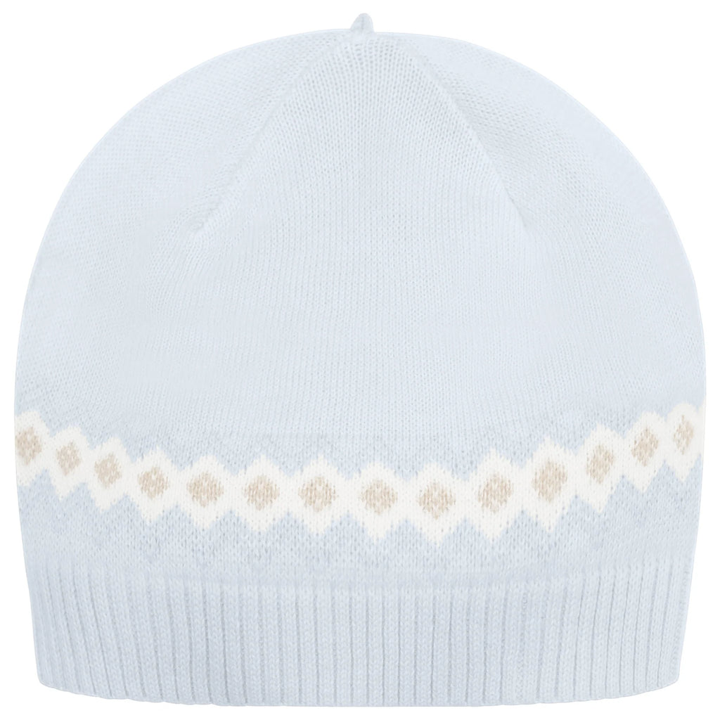 Emile et Rose Kipling baby boys blue knit hat with fairisle design.